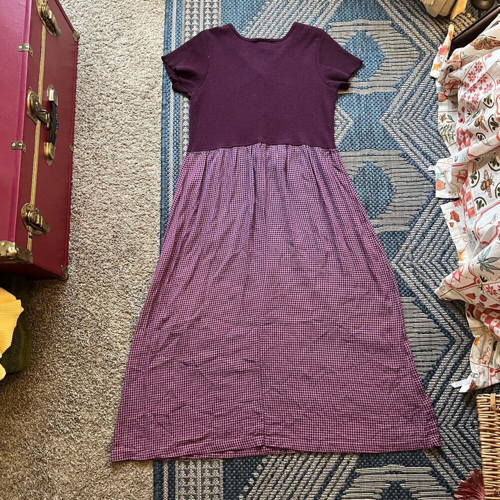 Cottagecore Vintage 90s Bobbie Brooks purple plum gingham whimsygoth dress - Picture 9 of 11